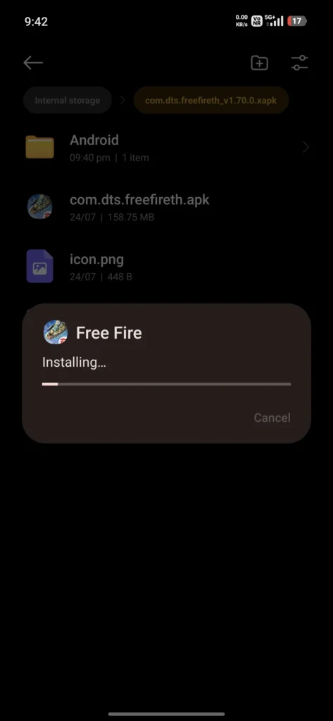 Easy Installation Guide For Free fire 2022: Once you tap installation will start